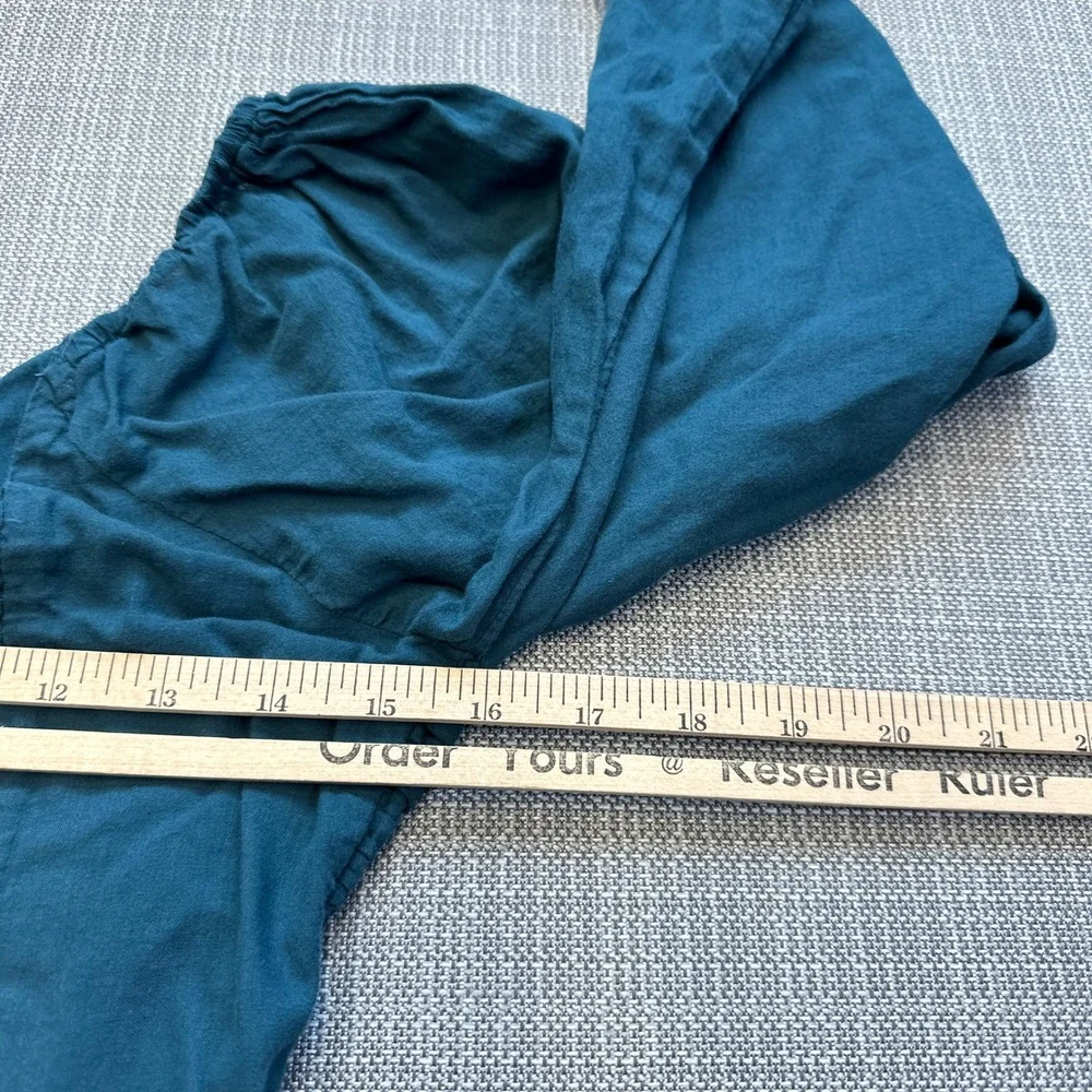 Abercrombie Ruched‎ Milkmaid Puff Sleeve Top Medium Cottagecore Green Smocked